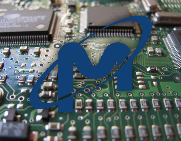 A close-up image of a semiconductor chip with the Micron logo overlaid on top